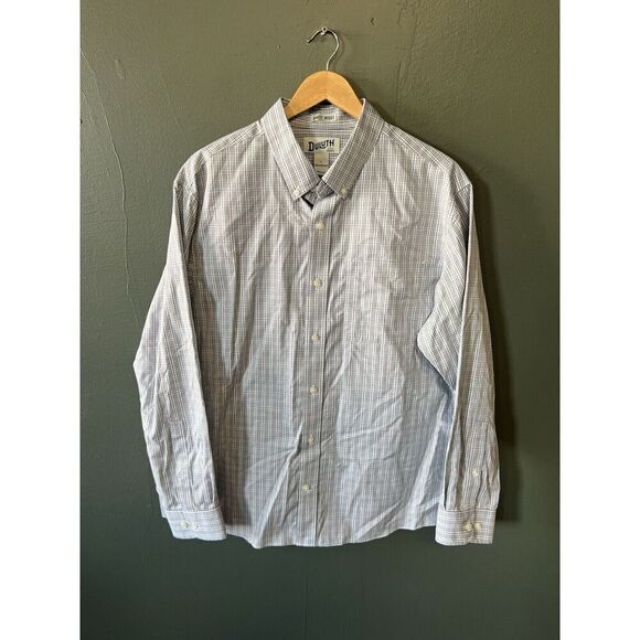 Duluth Mens Blue Checkered Long Sleeve Button Up Shirt Size Large Relaxed Fit - Picture 1 of 5